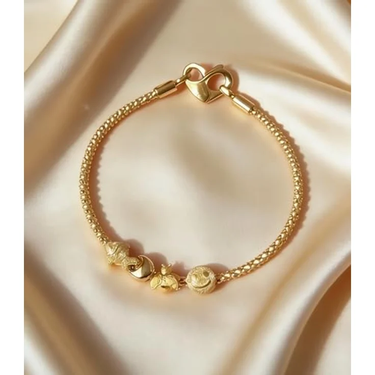 Anduonie Silber 925 Charms, Gold Stopper Beads Charm Anhänger in Rot, kompatibel mit europäischen Armbändern und Halsketten für Frauen (Lachfalten) – Bild 3