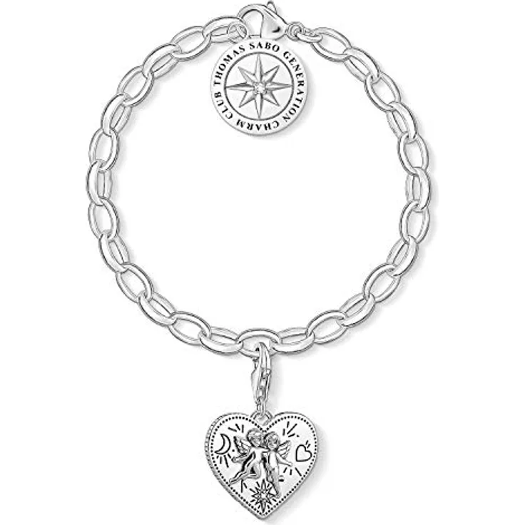 Thomas Sabo Charm-Armband SET0554-643-14-L17v, 925 Sterling Silber mit Herz Charm-Anhänger, individuell kombinierbar