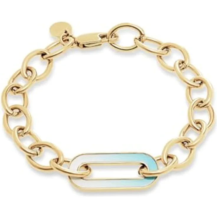 Guido Maria Kretschmer Armband 88993918, Chunky-Look aus vergoldetem Edelstahl mit hellblauem Emaille-Farbverlauf