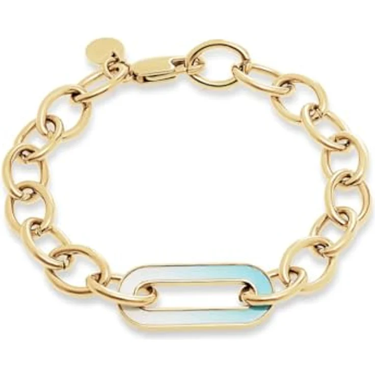 Guido Maria Kretschmer Armband 88993918, Chunky-Look aus vergoldetem Edelstahl mit hellblauem Emaille-Farbverlauf – Bild 1