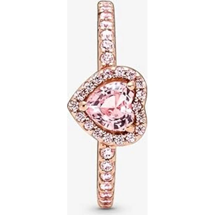 PANDORA ROSE Timeless Ring "funkelndes Herz", 14k rosévergoldet, rosa Kristall, Zirkonia, Größe 52 – Bild 5