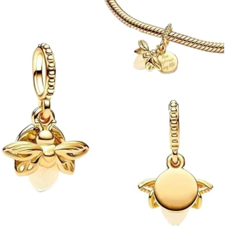 WEIMU Golden Charms 925 Sterling Silber Charm für Armband & Halskette, Hypoallergenes Schmuck Geschenk für Damen, Goldene Leuchtfeuer – Bild 1