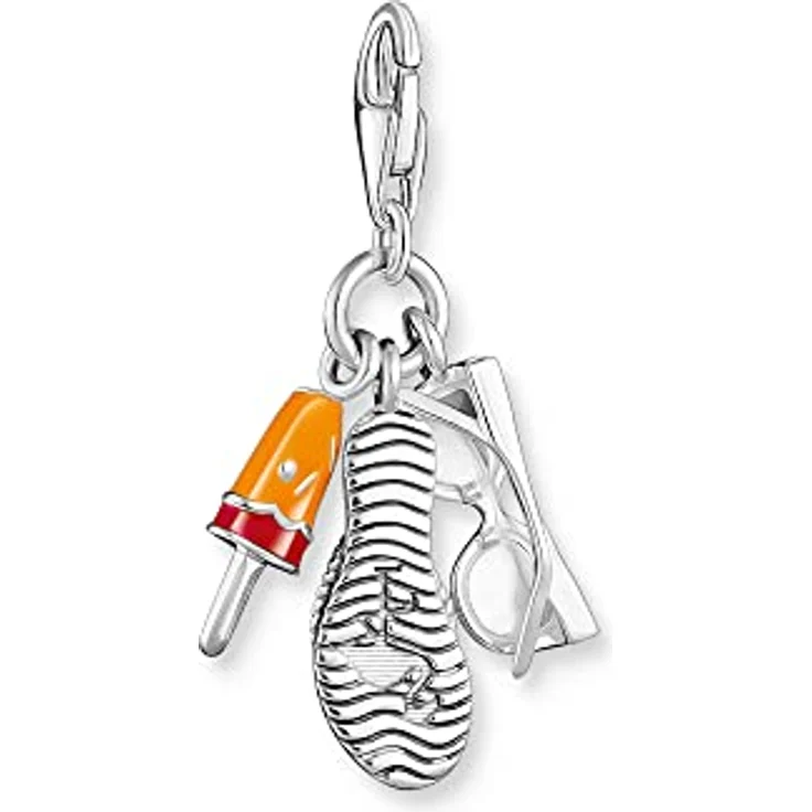 THOMAS SABO Charm-Anhänger Sonnenbrille, Flip-Flop und Eis, 925er Sterlingsilber mit buntem Steinbesatz, Türkis, Rosa, Pink, Orange, 32 x 6 mm, 1929-340-7 – Bild 2