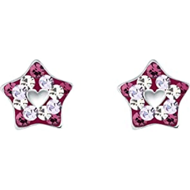 Prinzessin Lillifee Paar Ohrstecker Stern mit Herz, 925 Sterling Silber, mit Preciosa Crystal, ca. 6 mm – Bild 3