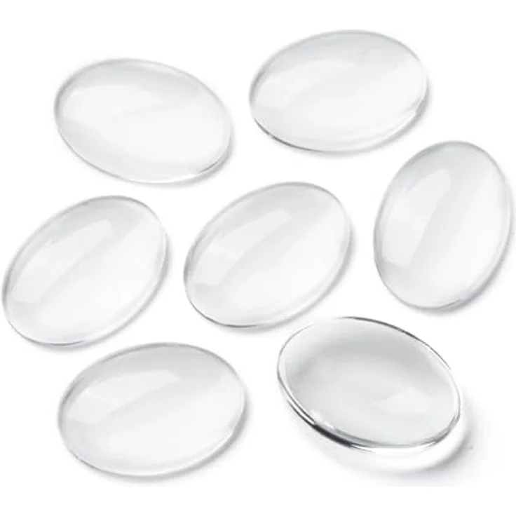 beadsvision 50 Glas Cabochons klar 25x18mm oval, transparente Glascabochons für Schmuckherstellung und Bastelprojekte – Bild 1