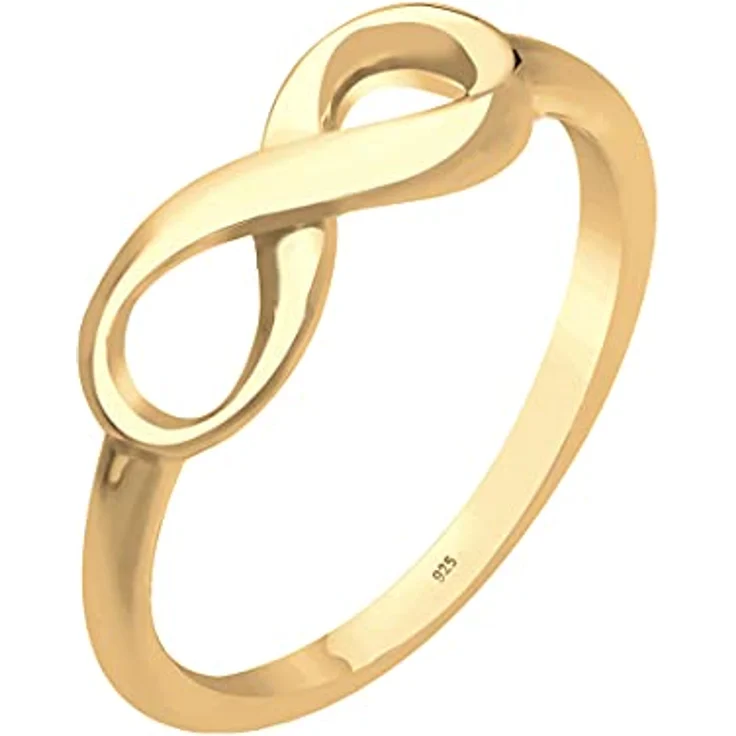 Elli Damen Infinity Ring, 925 Sterling Silber vergoldet, modernes Design, anlaufgeschützt, hochglanzpoliert – Bild 1
