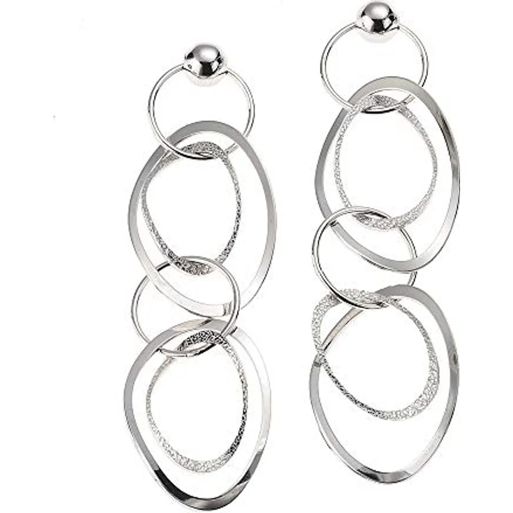 Zeeme Silber Damen Ohrringe 925/- Sterling Silber, 6cm, Matt/Glanz, weiß, anlaufgeschützt mit Etui – Bild 1