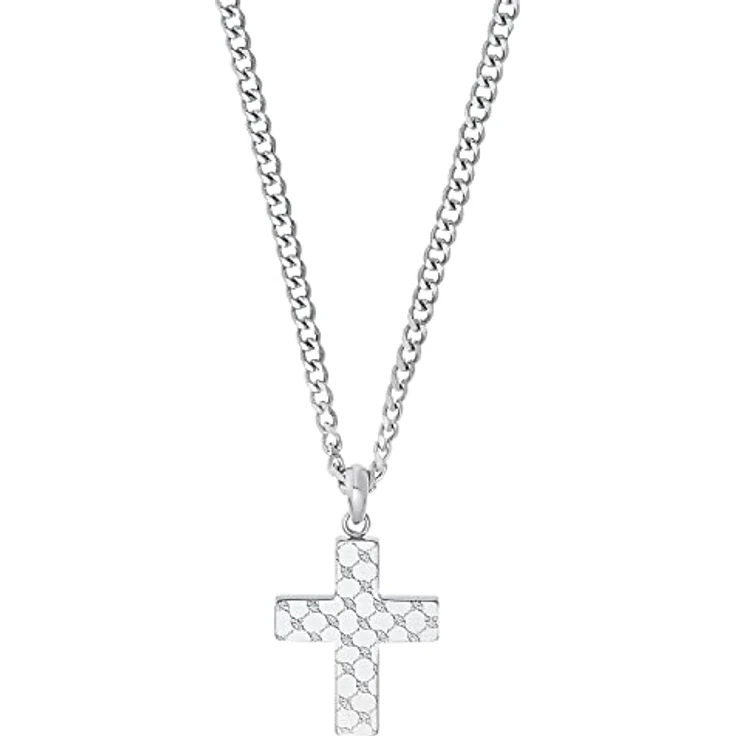 JOOP! Kette mit Anhänger Edelstahl, 60 cm Silber Kreuz, Herren Halsschmuck in Schmuck Geschenk Box, Modell 2031030 – Bild 1