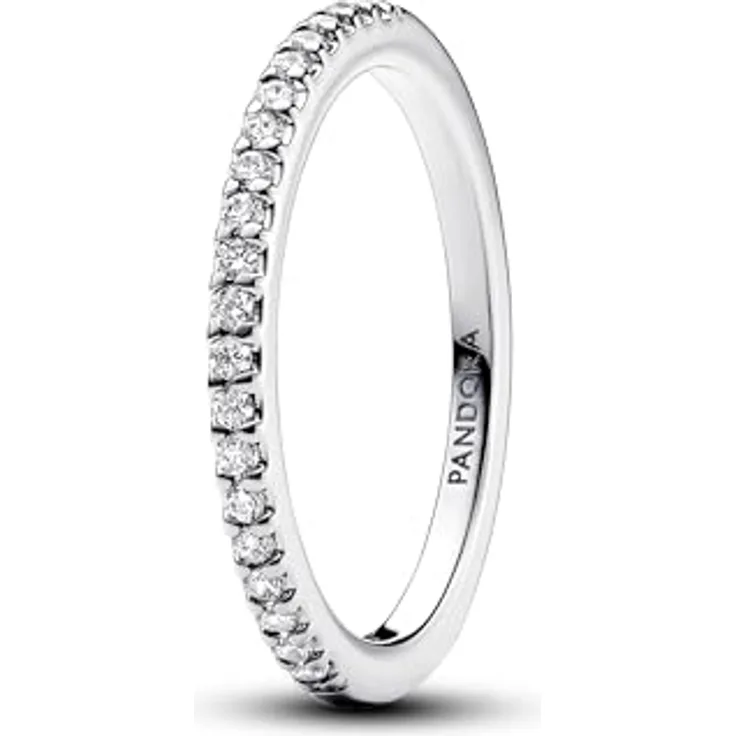 Pandora 192999C01 Damenring Silber, Funkelndes Band aus 925 Sterlingsilber mit weißen Zirkonia, Breite 2 mm, Größe 54/17,2