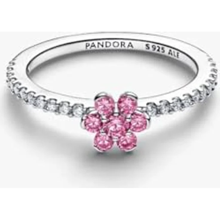 PANDORA Ring Rosa Blume funkelnd, 925 Sterling Silber mit Cubic Zirkonia, Damen Ring mit erhöhter Blüte und Pavé Ringschiene, Größe 56, 194499C02-56 – Bild 2