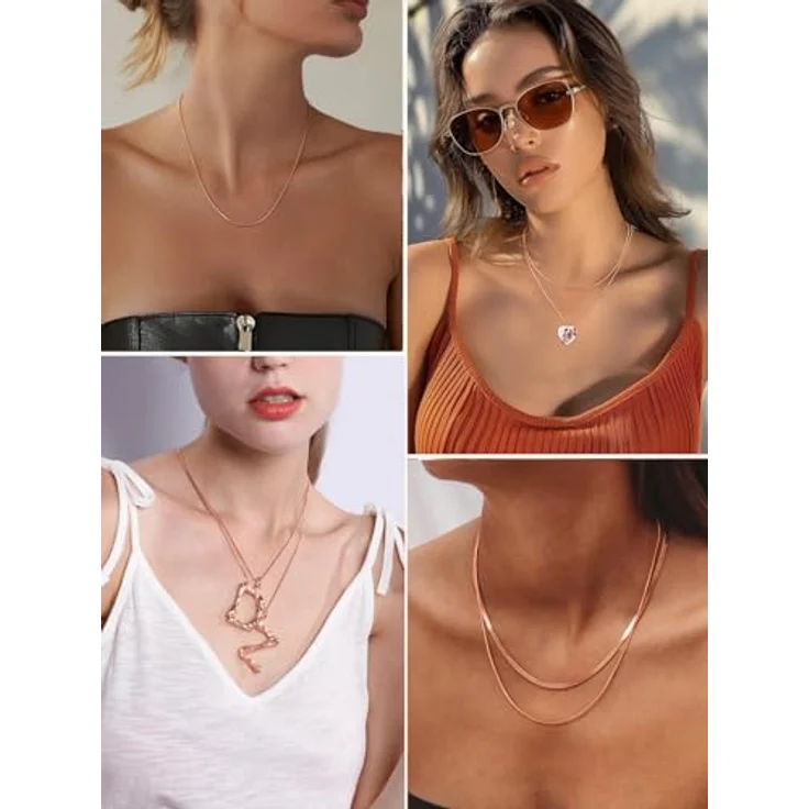 ChainsHouse 61cm Schlangenkette für Damen, Rosegold Edelstahl Halskette 1,2mm mit Verlängerung – stilvoller Halsschmuck ohne Anhänger für Jahrestag – Bild 3