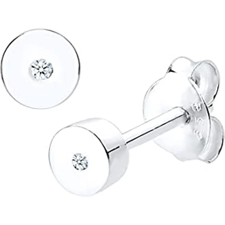 DIAMORE Elli DIAMONDS Ohrringe Damen Ohrstecker mit Diamant (0.02 ct), 925 Sterling Silber, schlichte Hochglanzpolitur, handgefertigt – Bild 3