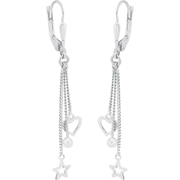 Amor Ohrhänger Damen, Sterling Silber, Herz- und Sternmotiv, in Geschenk Box – Bild 3
