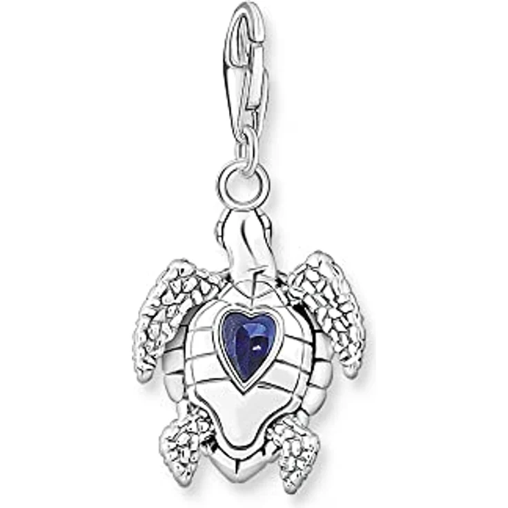 Thomas Sabo Charm-Anhänger Schildkröte mit blauen Schmucksteinen aus 925er Sterlingsilber, 25mm, 31mm, 1897-667-1 – Bild 2