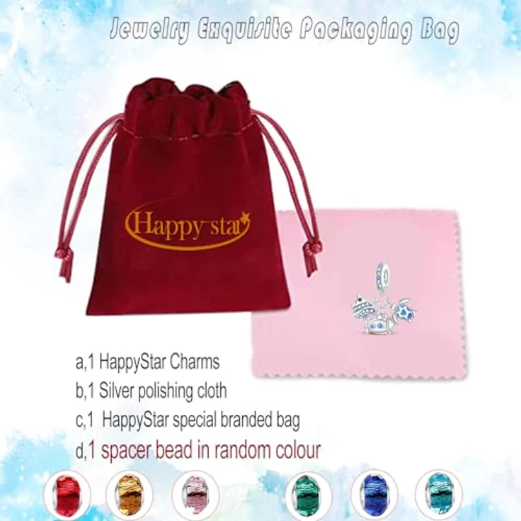 HappyStar Charms Anhänger Silber 925, Roter Beads Charm für europäische Armbänder und Halsketten, inkl. Isolationsperle – Bild 5