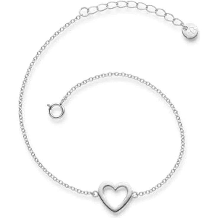 GLANZSTÜCKE MÜNCHEN Damen-Armband Herz aus Sterling Silber 925, 17 + 3 cm, filigranes Design, anlaufgeschützt, in Schmuckverpackung