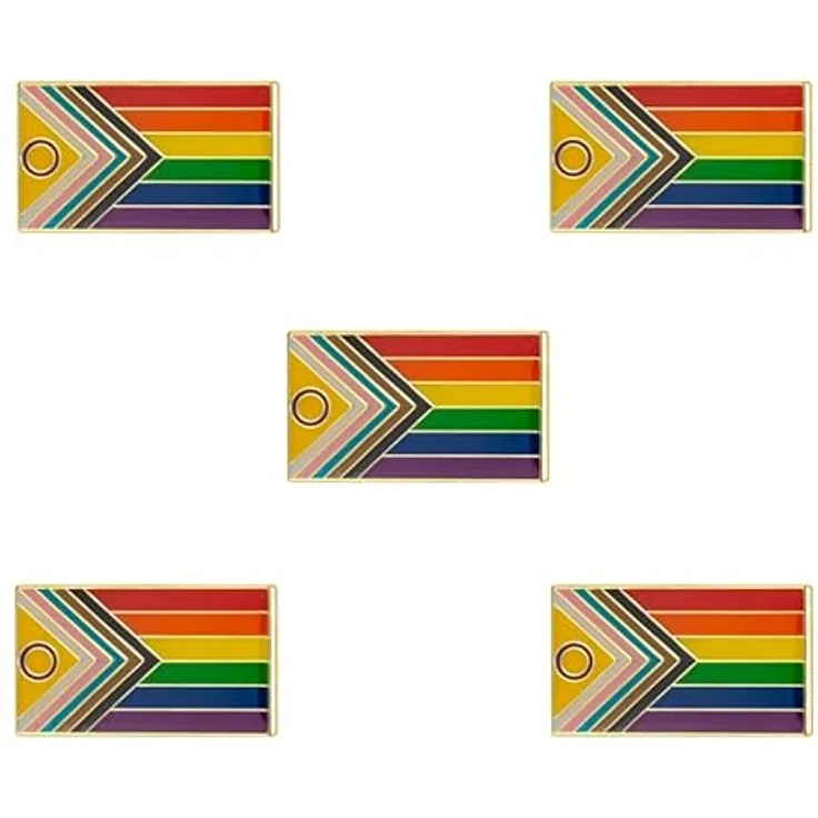Sinwinkori Pack 5 Intersex Progress Pride Pin Badge, hochwertige Metall- und Emaille-Brosche, 1,5 cm x 2,5 cm, LGBT Regenbogen-Anstecker – Bild 1