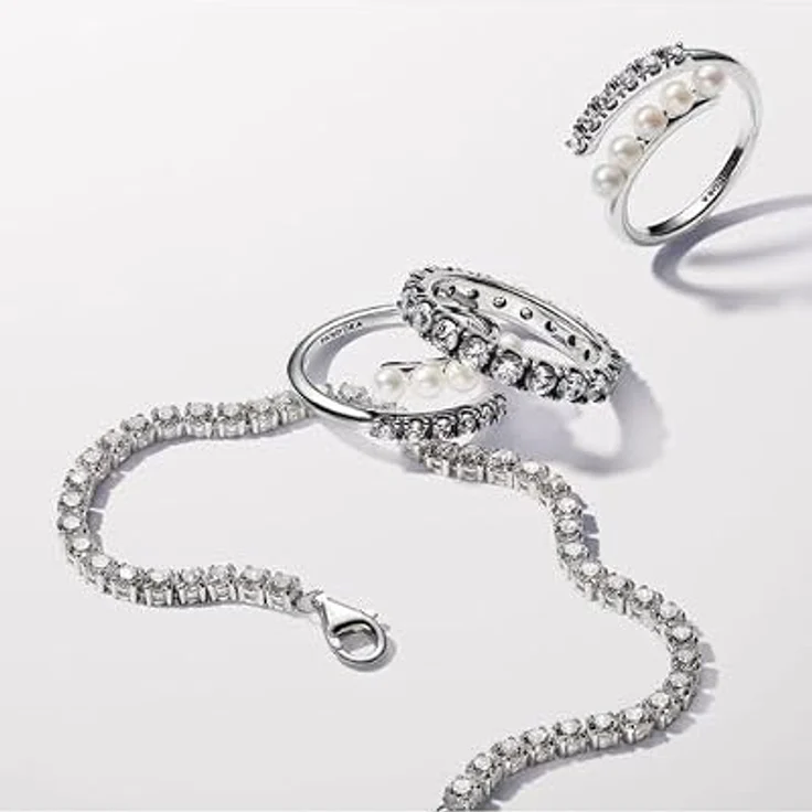 Pandora Timeless Ring, Offener Silberring aus 925er Silber mit 5 Süßwasserperlen und 6 Kristallen – Bild 4