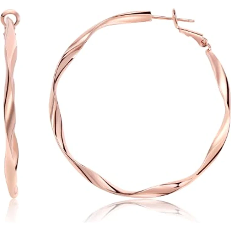 Surrounded Forest Rosé Gold Creolen, 50mm Damen-Ohrringe aus 925er Feinsilber, nickelfrei und bleifrei – Bild 1