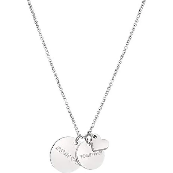 LIEBESKIND Ankerkette mit Anhängern, Edelstahl poliert, 40 cm - 45 cm, silber