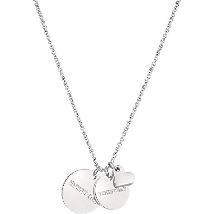 LIEBESKIND Ankerkette mit Anhängern, Edelstahl poliert, 40 cm - 45 cm, silber – Bild 1
