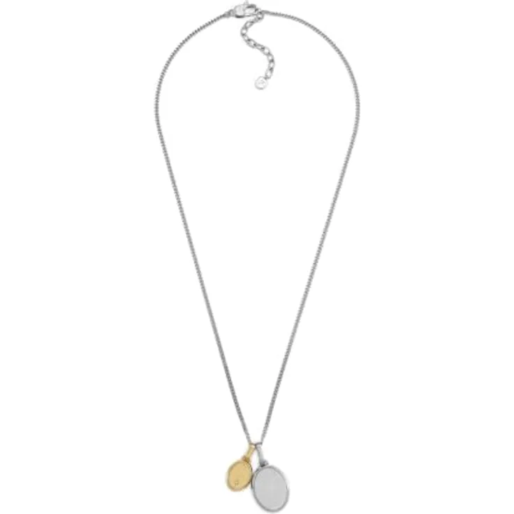 Fossil Drew Herren-Edelstahl-Halskette, zweifarbige Halskette mit Karabinerverschluss in Gold- und Silberton