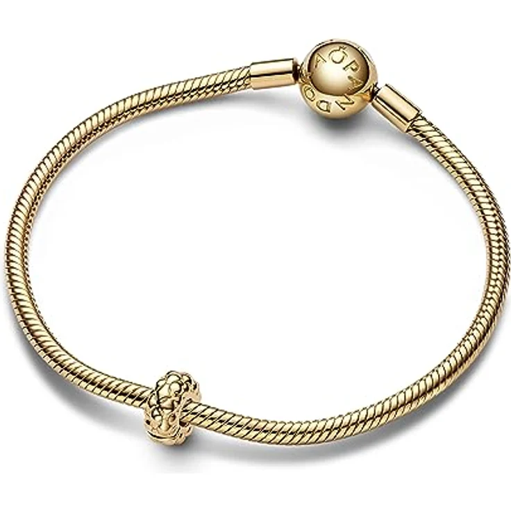 PANDORA Moments Clip Charm mit Nieten, Sterling Silber mit 14 Karat vergoldeter Metalllegierung, kompatibel mit Moments Armbändern, 762716C00 – Bild 3