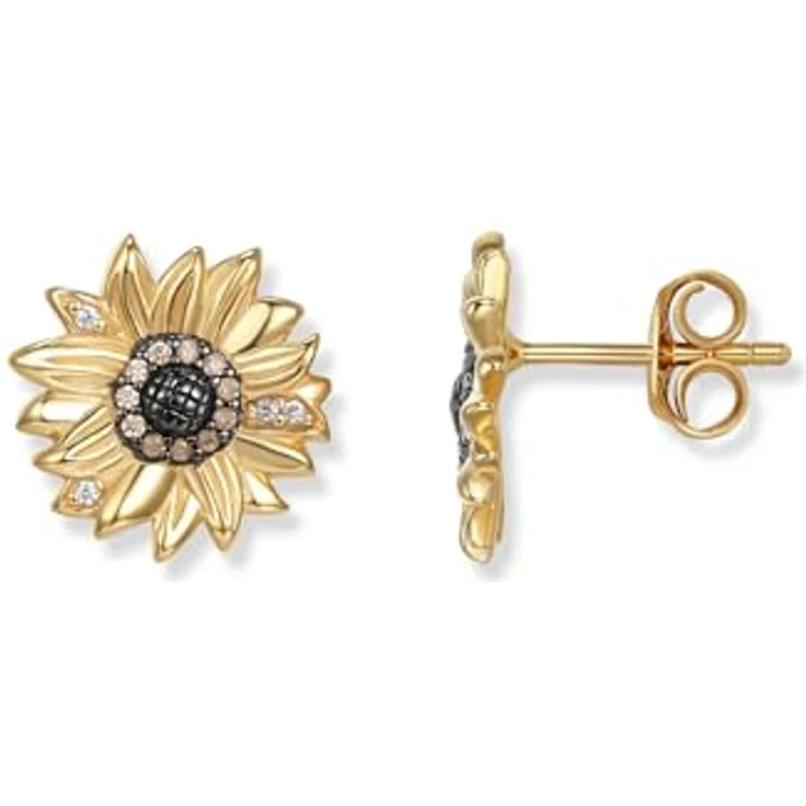 Seinerzeit FLORA & FAUNA Solana Sonnenblumen Ohrringe, 925 Sterling Silber vergoldet mit Zirkonia, 1,2 cm – Bild 3