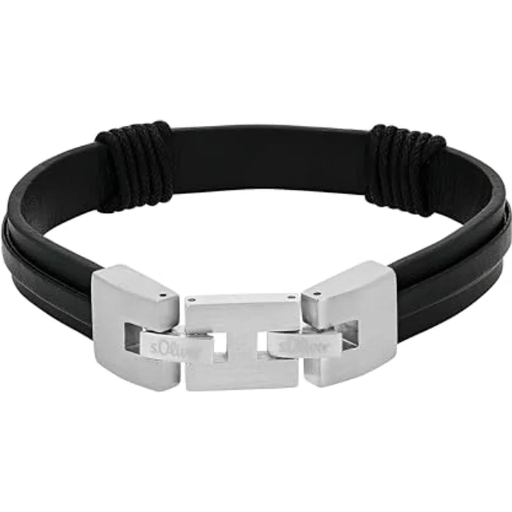 s.Oliver Herren Armband Infinity, Leder / Edelstahl, schwarz, longueur 20-21,5 cm, inkl. Geschenkbox – Bild 4