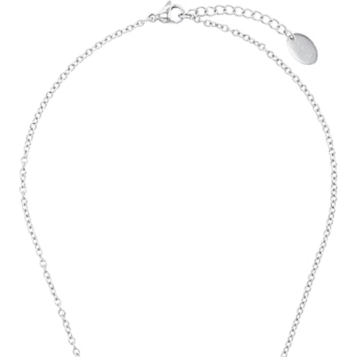 s.Oliver Kette mit Kreis Anhänger, Edelstahl mit Kristallen von Swarovski, Silber, verstellbar von 42 cm bis 45 cm – Bild 3