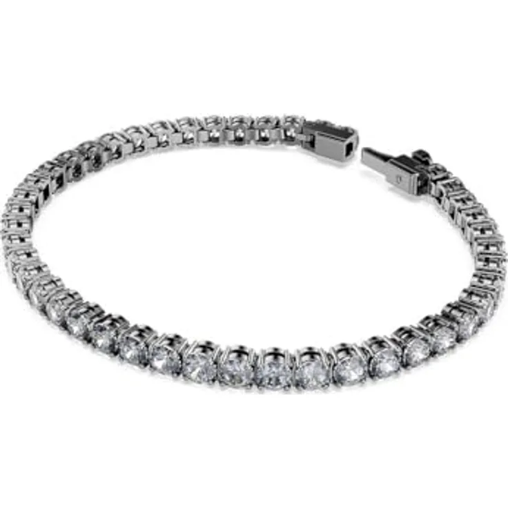 Swarovski Matrix Tennisarmband für Herren, Rundschliff, Rutheniumbeschichtung, Größe XL, Grau, Kristall