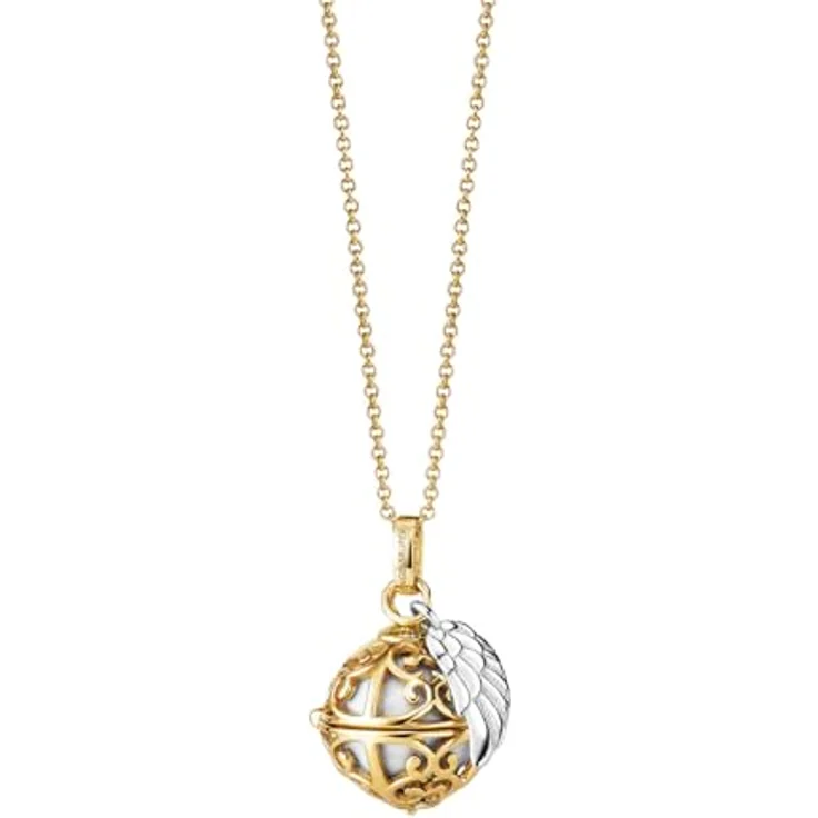 Engelsrufer Damen Halskette ERN-ER23-20-XS-G, Sterling Silber mit goldfarbener Klangkugel und Karabinerverschluss, nickelfrei, 45+5 cm, perlmuttfarben – Bild 2