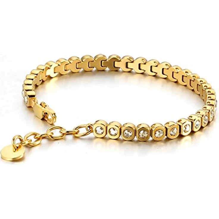 Heideman Amilla II, Damen Armband aus goldfarbigem mattem Edelstahl mit weißen Zirkonia Steinen und Verlängerung – Bild 5