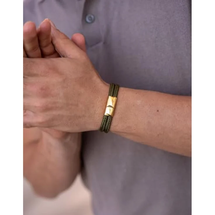 Galeara Noa Segeltau Armband Geflochten Nautisch mit Magnetverschluss, Damen Surferarmband in Grün-Gold, 215 mm – Bild 4