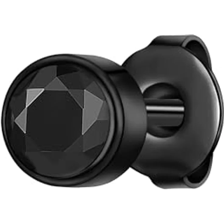 True Rebels Herren Ohrstecker, Edelstahl schwarz mit schwarzem Zirkonia, 5,8 mm Steckverschluss