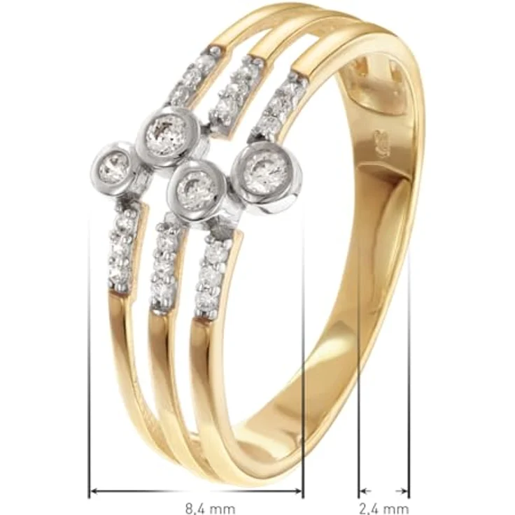 Glizz Goldring Damen, Gold 333/8K Bicolor mit Zirkonia, 8,4 mm breite Ringschiene – Bild 4