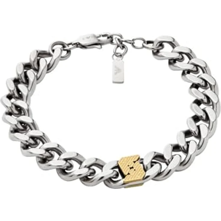 EMPORIO ARMANI Herren Edelstahl Armband EGS3186040, Bicolor gebürstet, 19 cm + 2 cm Länge, Karabinerverschluss – Bild 1