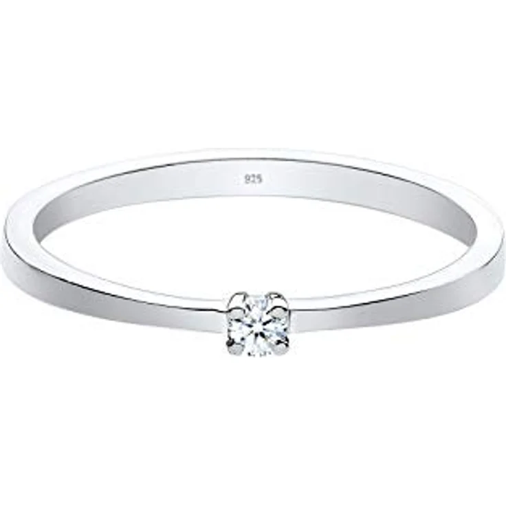 Elli DIAMONDS Damenring Verlobung Solitär mit 0.03 ct. Diamant in 925 Sterling Silber – Bild 2