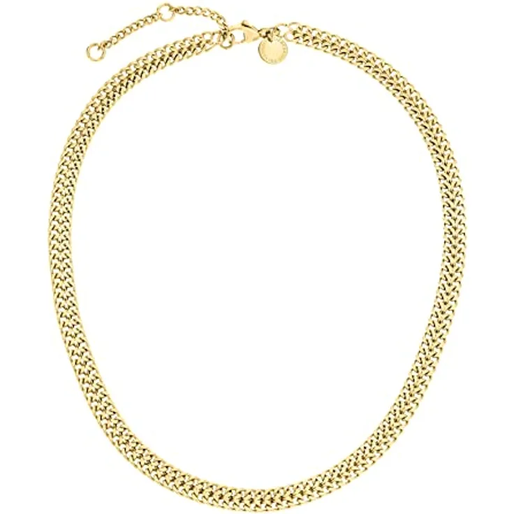 LIEBESKIND Berlin Halskette LJ-0995-N-45, geflochtene Edelstahl-Kette in IP Gold, 45 cm mit Karabinerverschluss