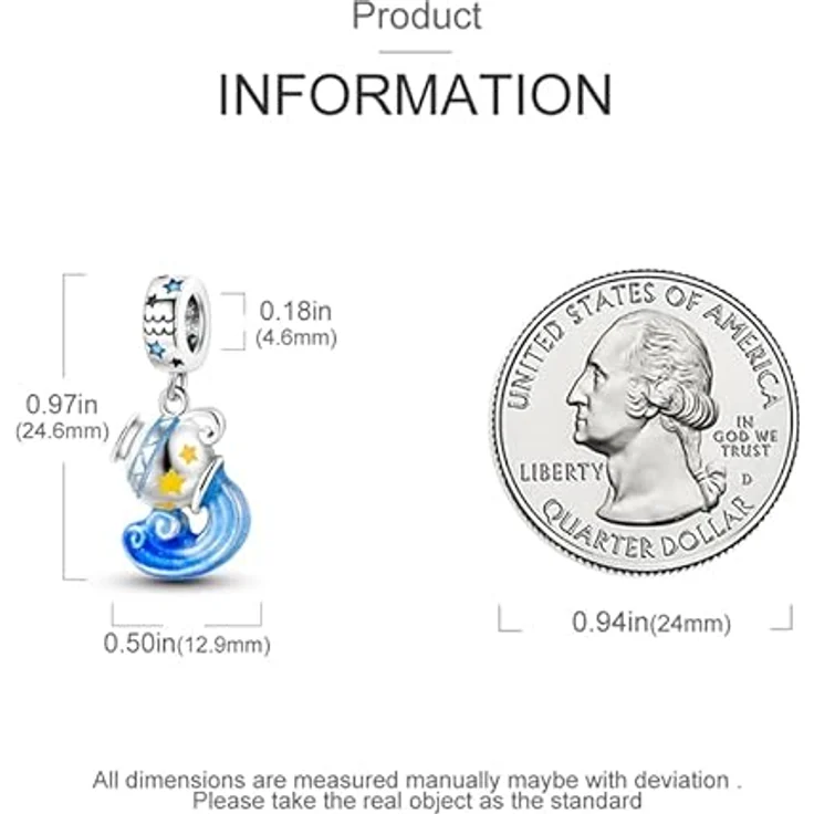 Pandach Damen Charm Anhänger Sternzeichen, 925 Sterling Silber mit Zirkonia, 12 Sternbilder Beads für Pandora Armband und Halskette – Bild 4