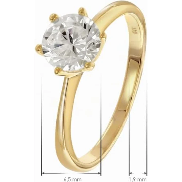 Glizz Solitärring GL8790, Damenring Gold 333/8K mit 6,5 mm Zirkonia in 6-Krappen-Fassung – Bild 4