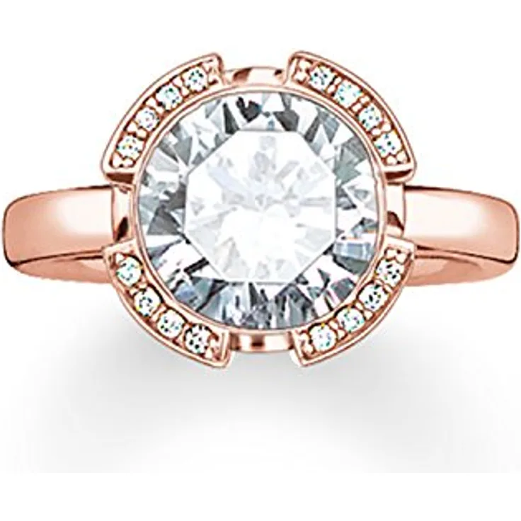 THOMAS SABO Damen-Ring TR2038-416-14-52, 925 Sterling Silber, 750 rosegold vergoldet, Zirkonia weiß, Gr. 52 (16.6)
