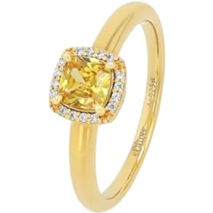 s.Oliver Damen Ring 925 Sterling Silber mit synthetischen Zirkonia, gold, 7,5 mm breit, in Schmuck Geschenk Box, 2037833 – Bild 2