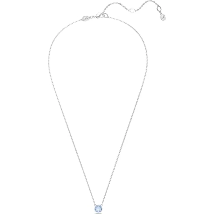 Swarovski Stilla Halskette, Rhodinierte Damenhalskette mit Blauem Anhänger und Strahlenden Kristallen im Rundschliff – Bild 2