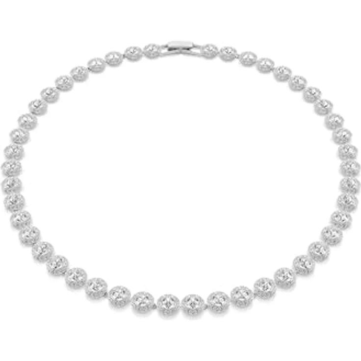 Swarovski Una Angelic Halskette, Rundschliff, Mittel, Weiß, rhodiniert, ideales Geschenk für besondere Anlässe – Bild 1