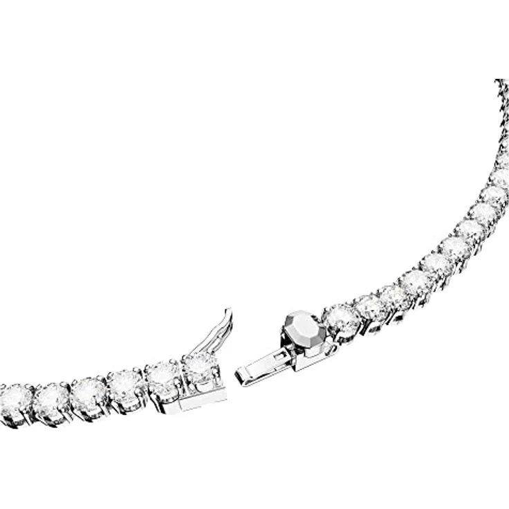 Swarovski Matrix Tennis Set, Rhodinierte Halskette und Ohrringe mit Strahlenden Weißen Swarovski Kristallen – Bild 3