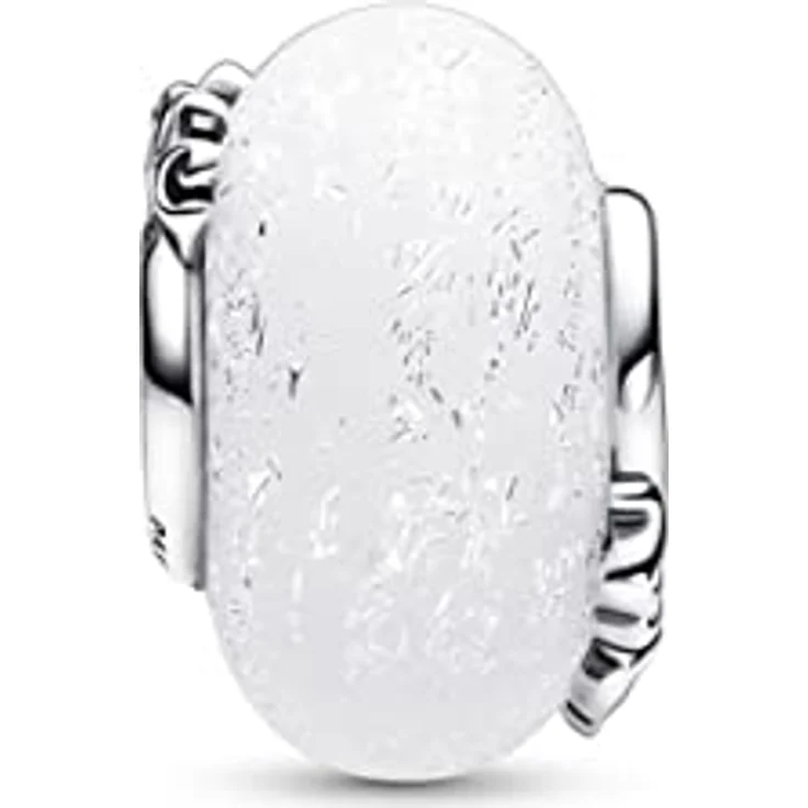 PANDORA Moments Glitzerndes weißes Murano-Glas Mum & Love Charm, Sterling-Silber, kompatibel mit Moments Armbändern, 792655C00 – Bild 3