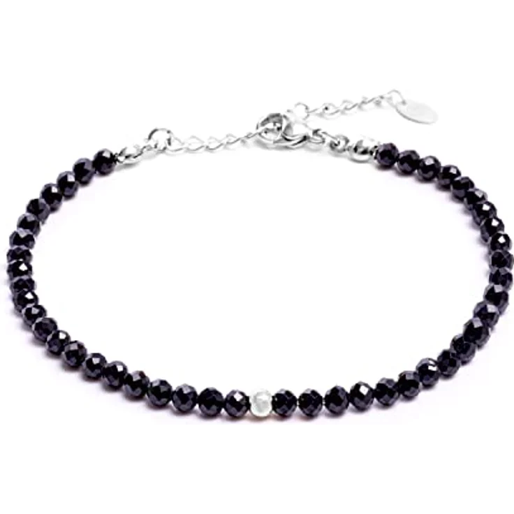 BERGERLIN Turmalin Armband schwarz - facettiertes Design mit Silberverschluss - XS-S – Bild 1
