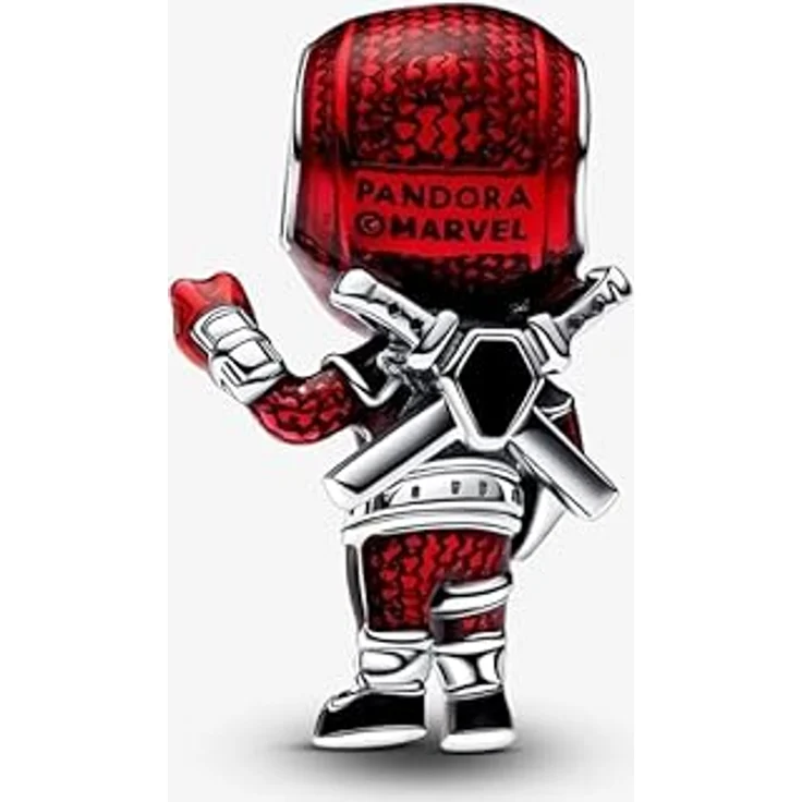 PANDORA Moments Marvel Deadpool Charm, Sterling Silber mit Metallic-Effekt und gewebtem Muster, kompatibel mit Moments Armbändern, 793360C01 – Bild 4