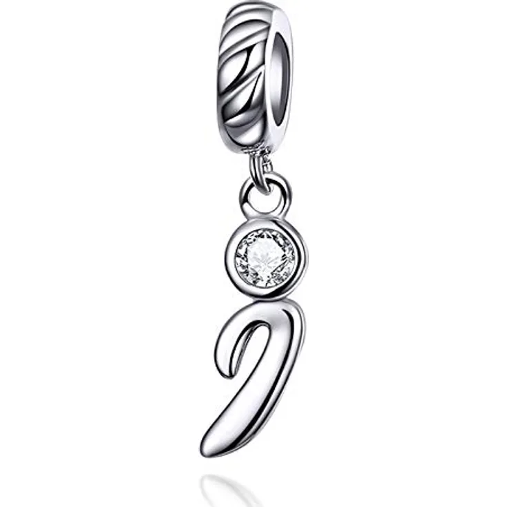 LaMenars Alphabet Charm A, 925 Sterling Silber Charm Bead mit Cubic Zirconia, kompatibel mit Pandora und europäischen Armbändern